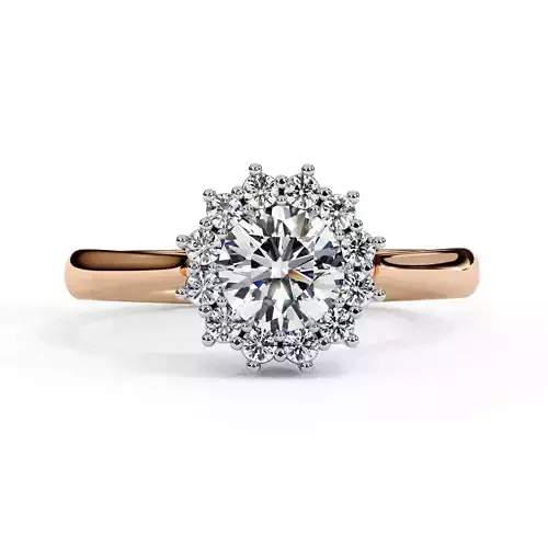 Round Cut Diamond Halo Ring With STL and 3dm File