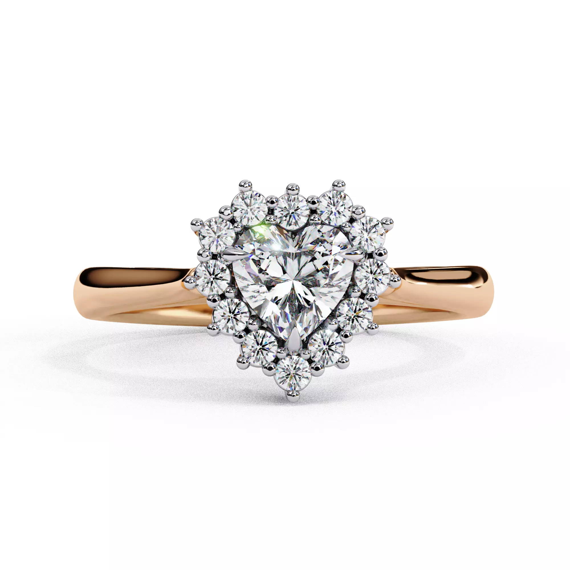 Heart Shape Cut Diamond Halo Engagement Ring 3D print model