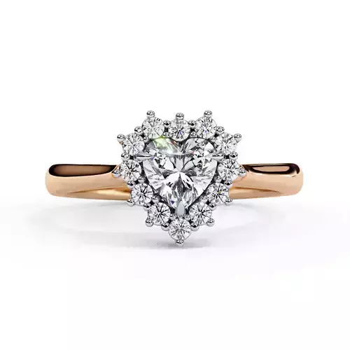Heart Shape Cut Diamond Halo Engagement Ring