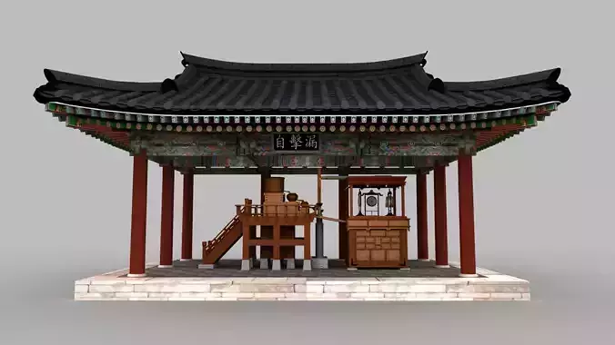 Korean Traditional Water Clock Pavilion Full 3D Model