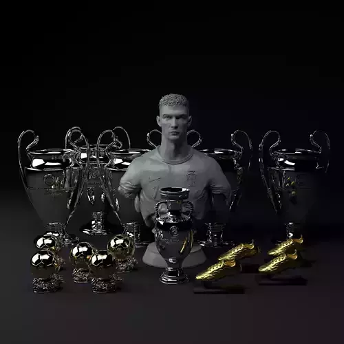 Cristiano Ronaldo Premium 3D Trophy Diorama STL