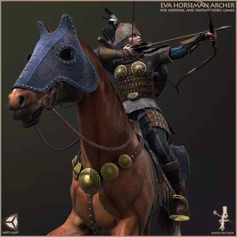 Eva Horseman Archer Low-poly 3D model_0