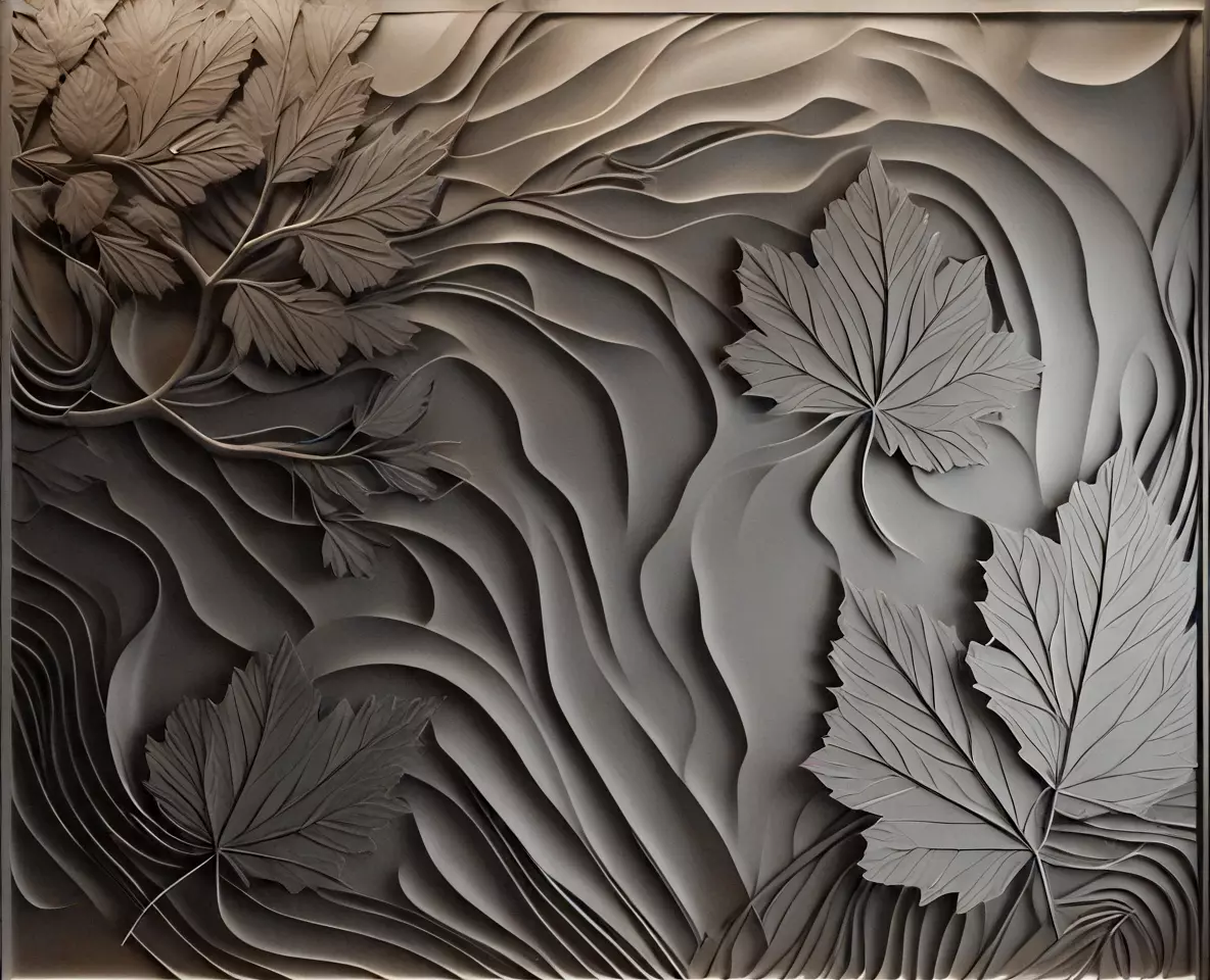 Organic Leaf Flow Pattern Premium CNC Relief STL for Carving 3D print model