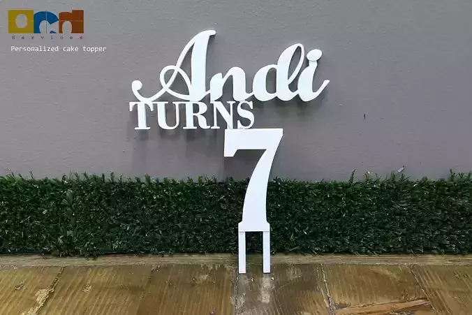 7 in cake topper Andy turns 7 3D print model