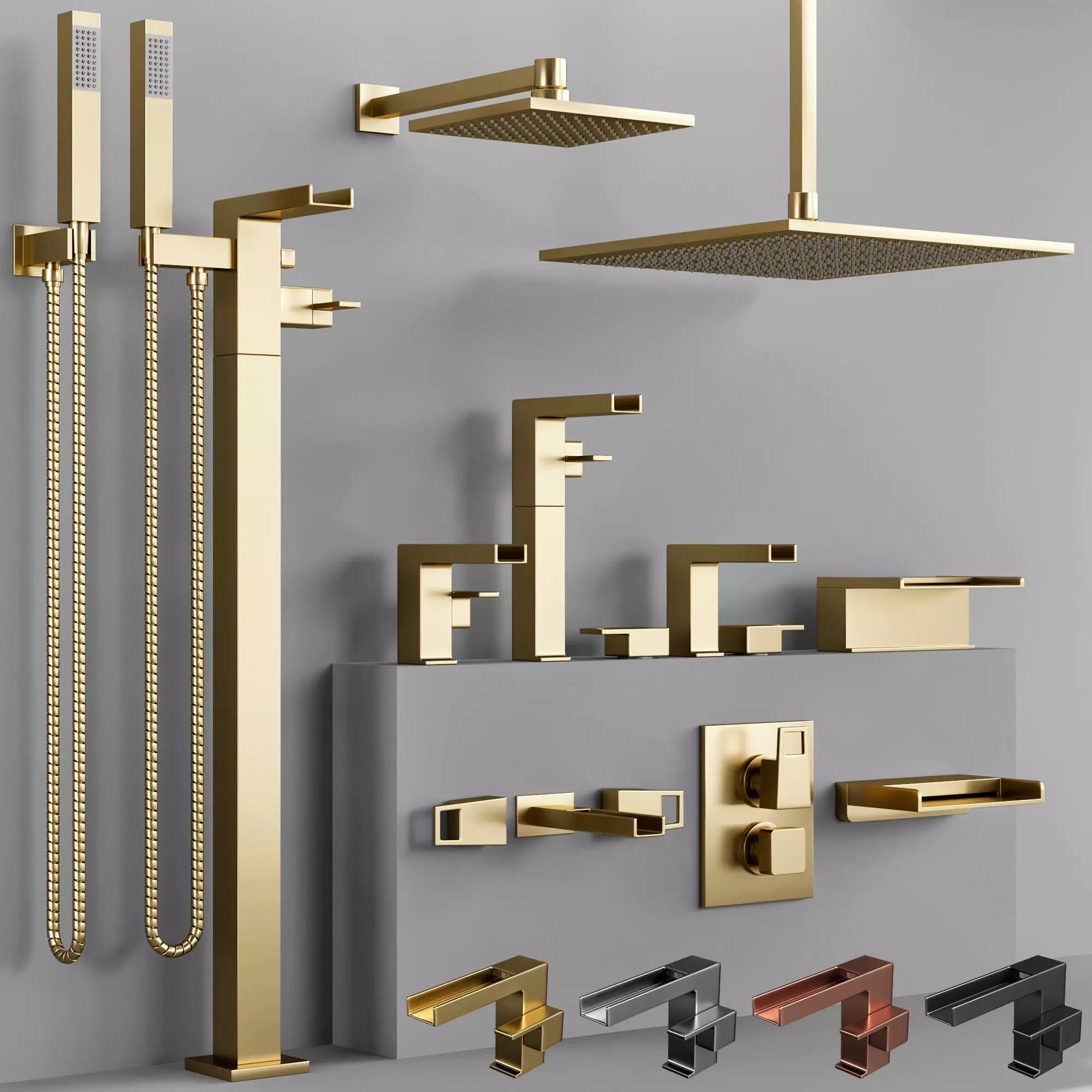 the watermark collection EDGE bathroom faucet set S 3D model