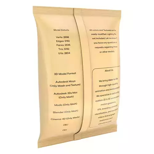 Pouch Or Plastic Bag Or Chips Package Low-poly 3D model 7