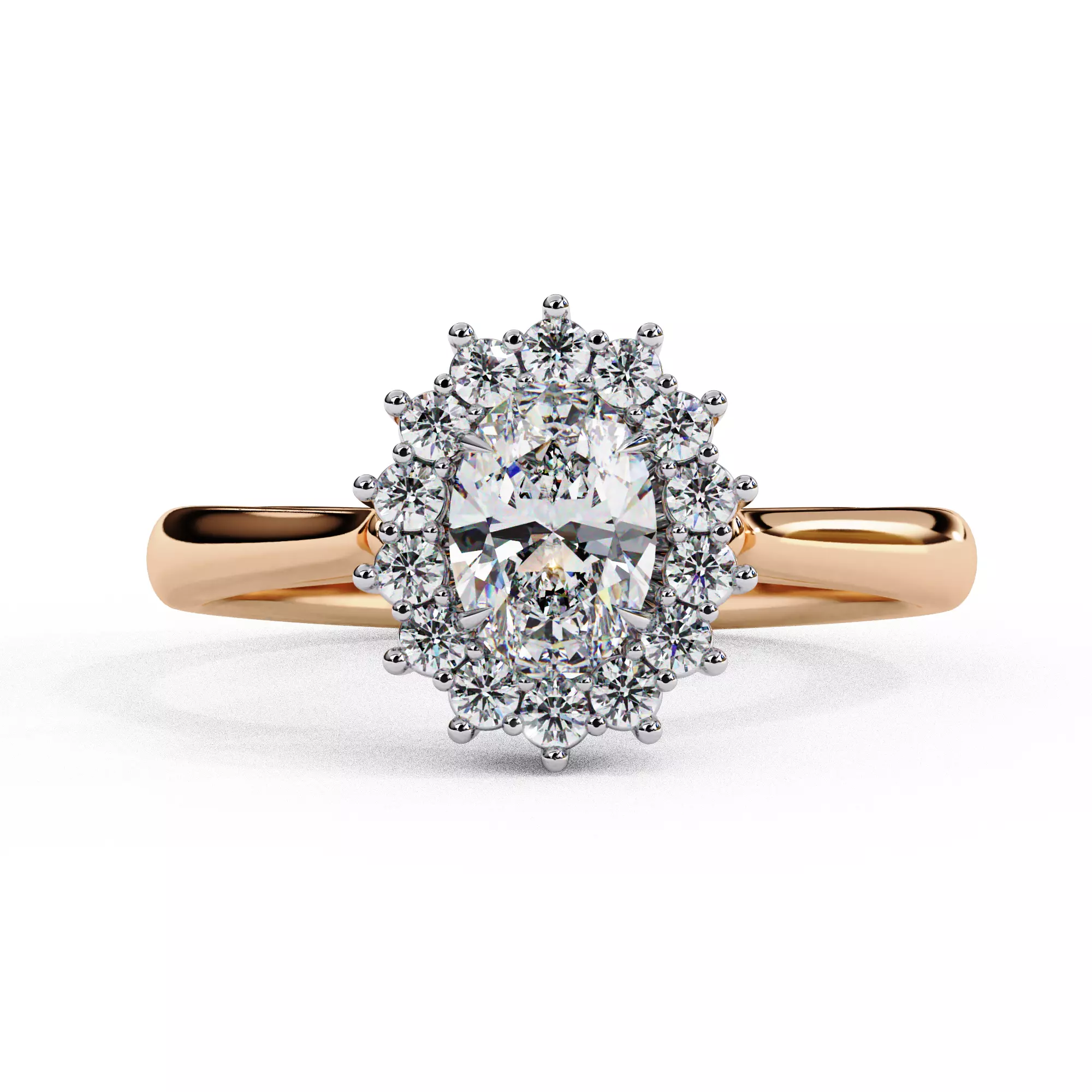 Halo Oval Cut Engagement Ring For Her 3D print model