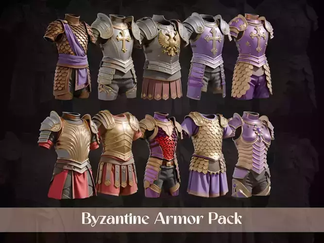 Stylized Byzantine  Armor Pack 3D Model Collection