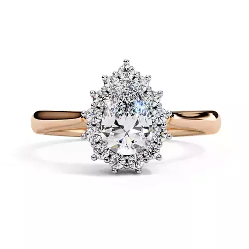 Halo Pear Cut Cluster Engagement Ring For Christmas Gift