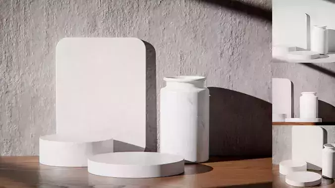 Sunlit Marble Wood Podium Display