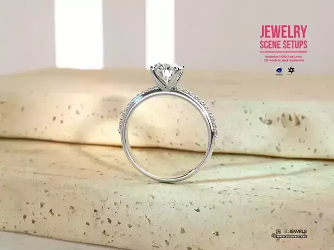 Jewelry Rendering Scene with Travertine for Cinema 4D and Octane