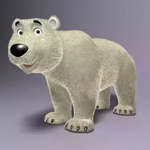 Cartoon Polar Bear Rigged Low-poly 3D model