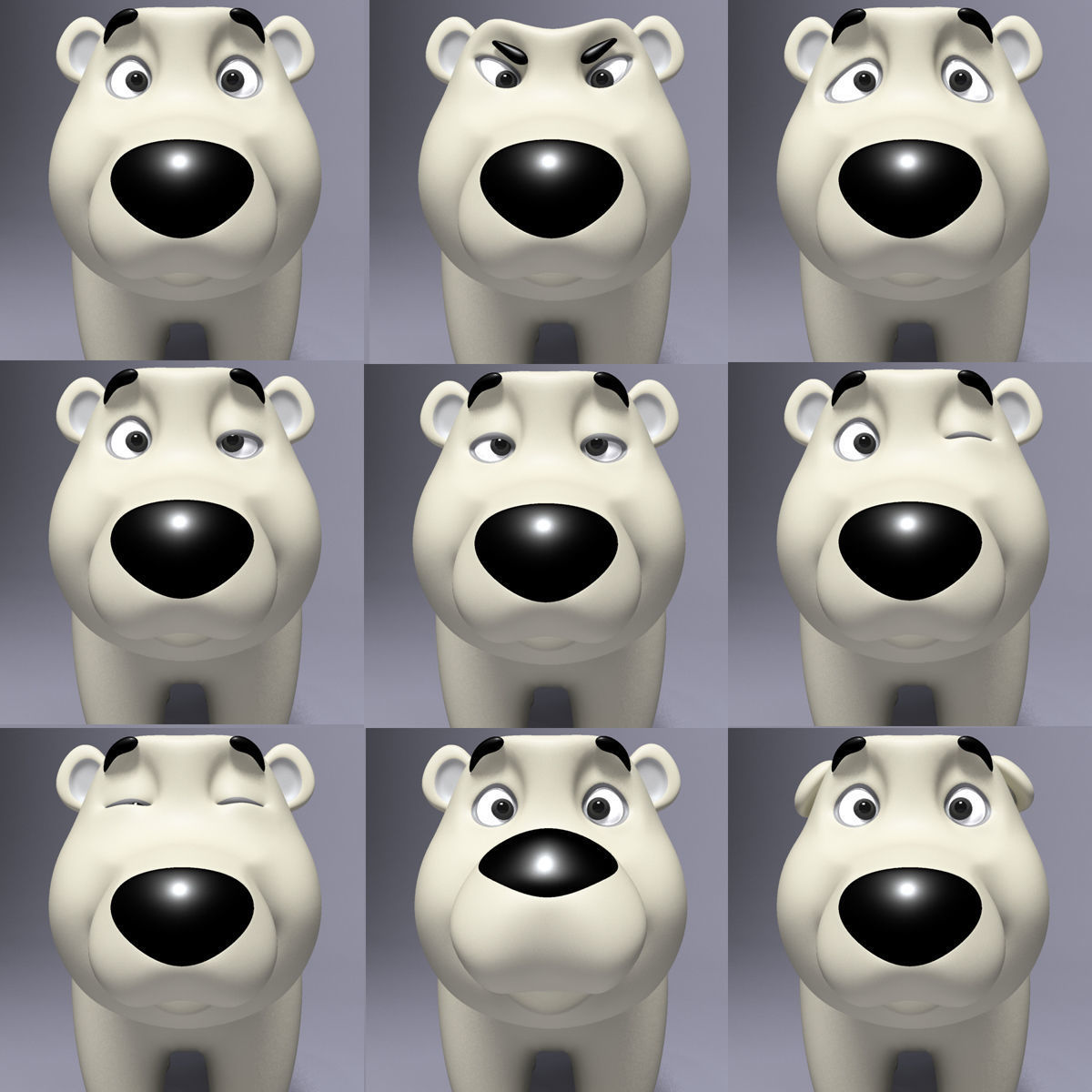 Cartoon Polar Bear Rigged Low-poly 3D model_9
