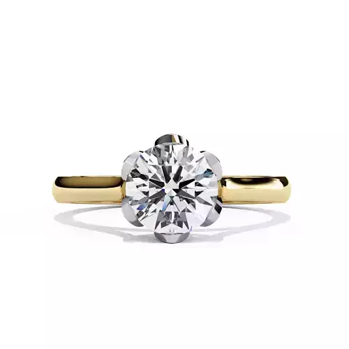 Foral Round Cut Engagement Ring Stl File