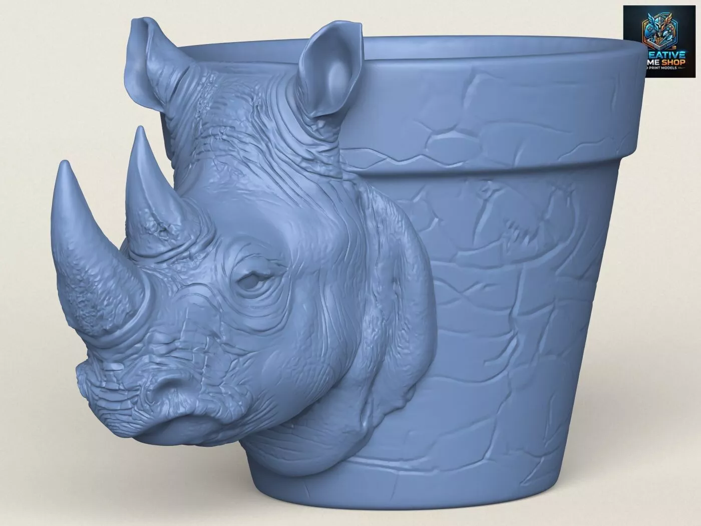 Rhino Head Planter 3D print model