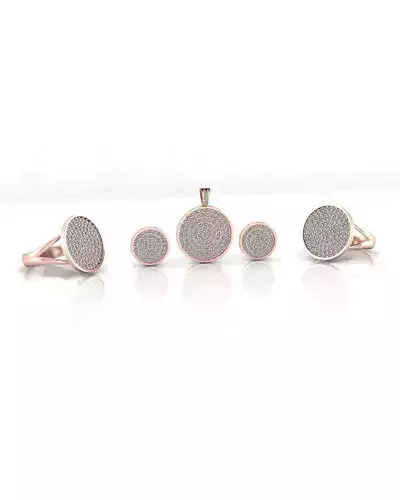 pave setting jewelry set earring and pendant