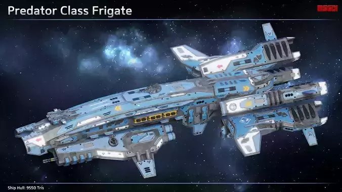 Spaceship Frigate Predator Low-poly 3D model
