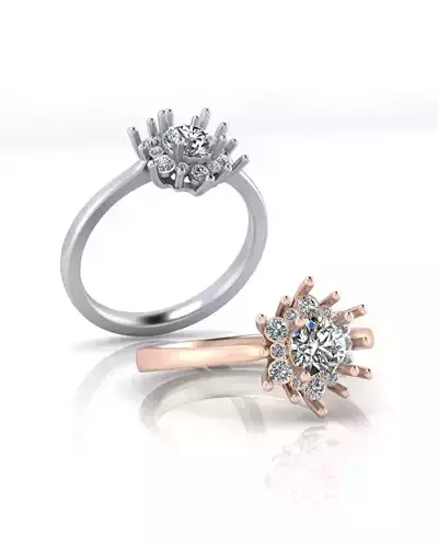 round snow setting engagement jewelry ring