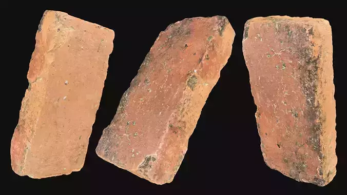 Realistic yellow broken brick 3d scan in highpoly