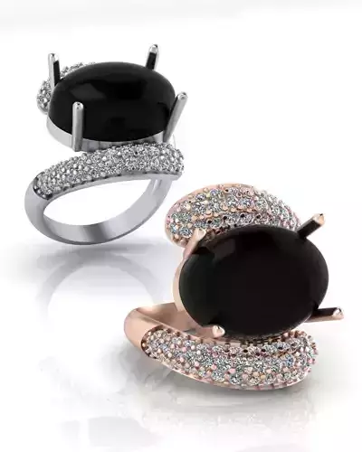 oval bypass pave setting jewelry ring