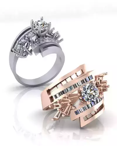 bypass solitaire baguette engagement ring