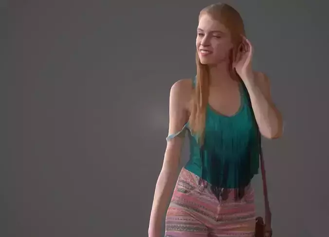 Girl walking wearing green top and bag