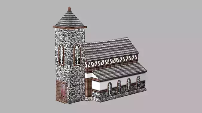 Beautiful Cathedral church Low Poly 3D model
