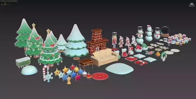 Christmas atmosphere elements tree  socks bells cookies candy