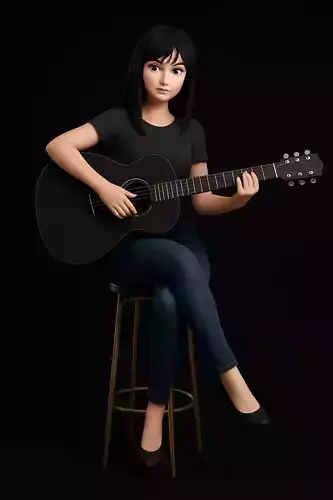 Guitarrista Estilizada Sentada  Modelo