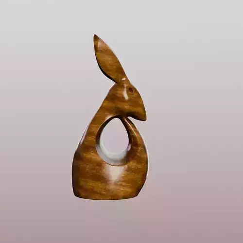 Wooden Rabbit Figurine