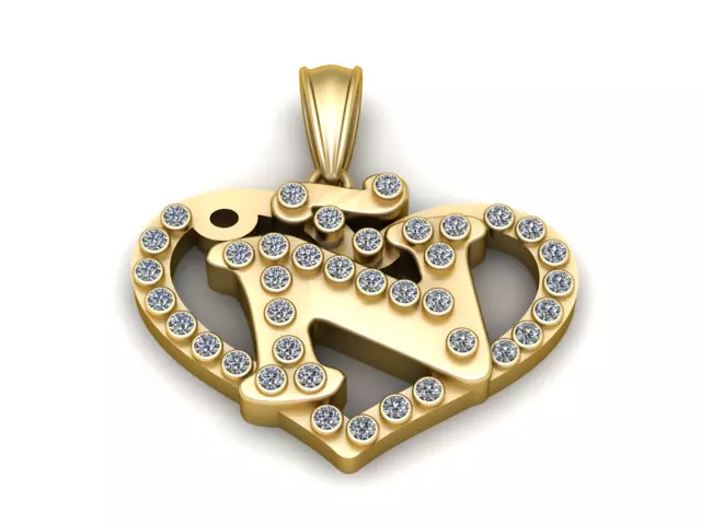 Heart Alphabet A Pendant 3D Printable Model 3D print model