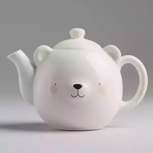 Cartoon Polar Bear Teapot 3D Model Whimsical Drinkware