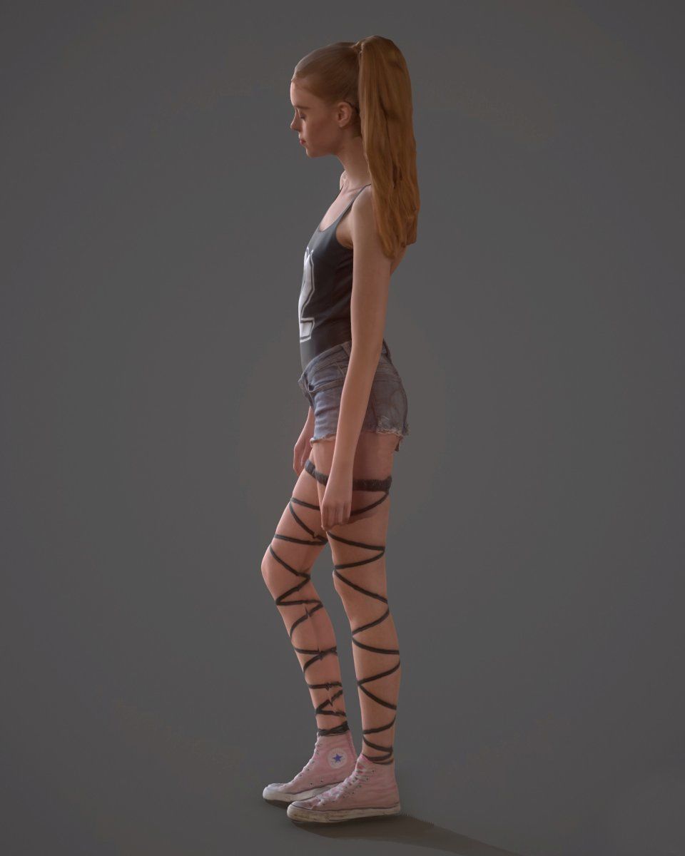82 shirt girl Low-poly 3D model_1
