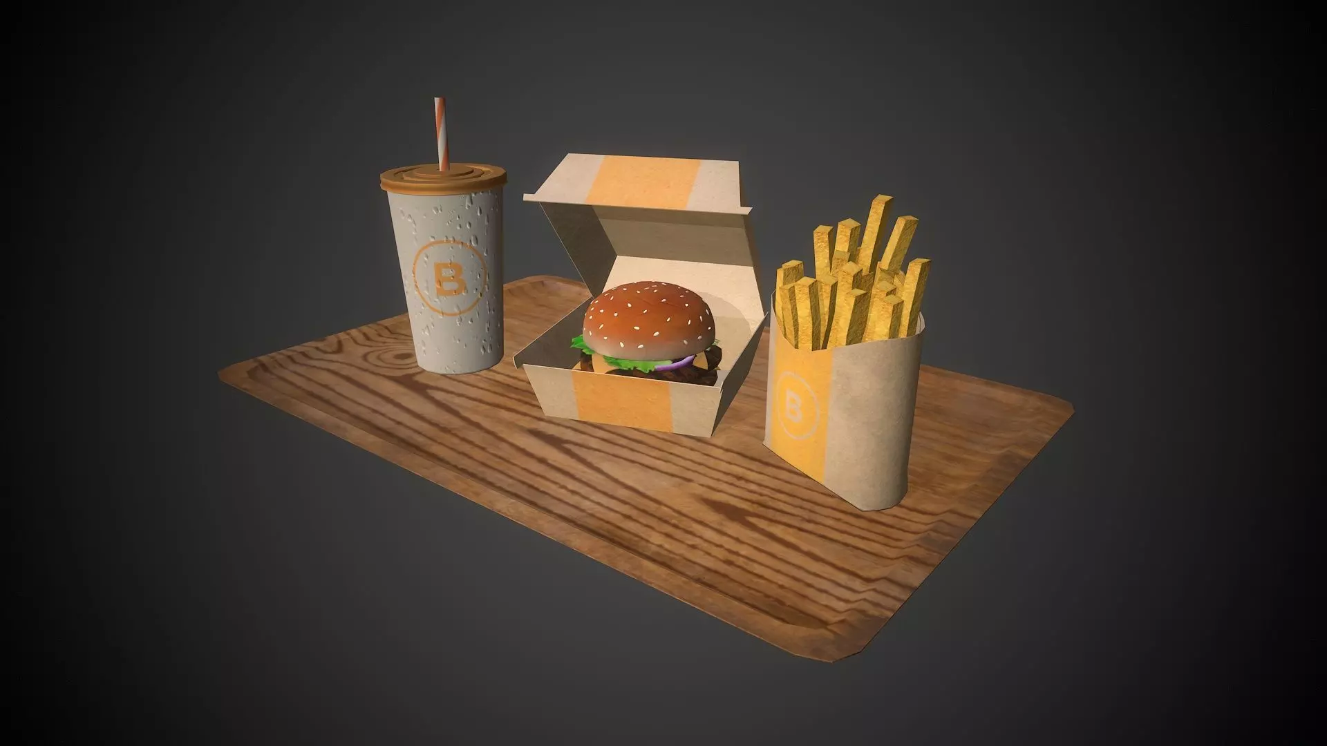 Fast Food Packaging Set Low-poly 3D model