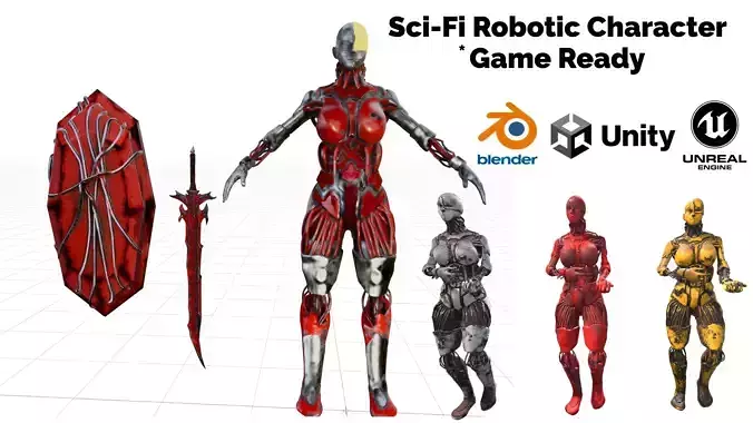 sci fi character girl pack game ready mixamo friendly 