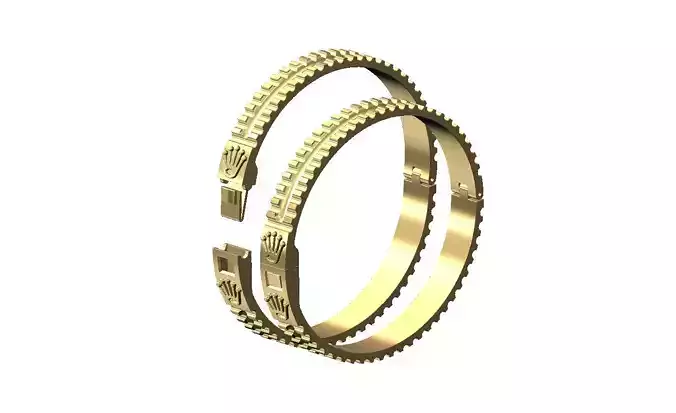 Watch crown carved pattern flexture clasp bracelet