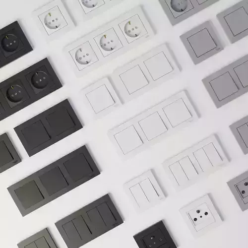 Electrical Sockets and Switches Pack - 3 Color Variants - PBR