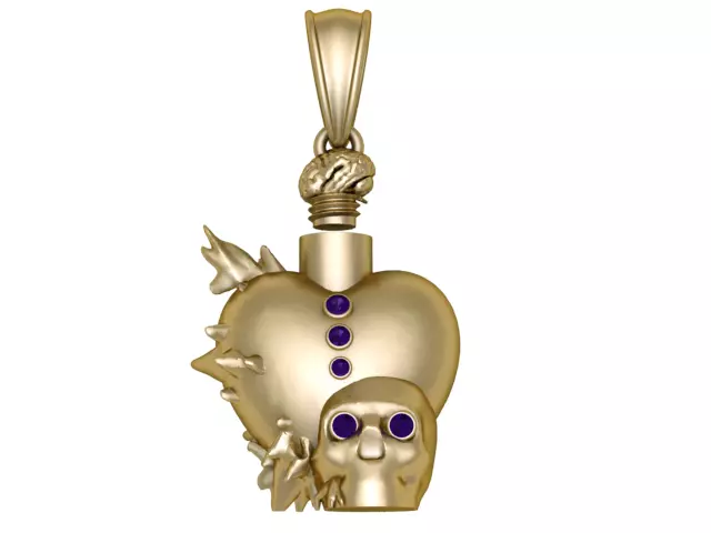 Spiked Heart Skull Pendant 3D Printable Model 3D print model