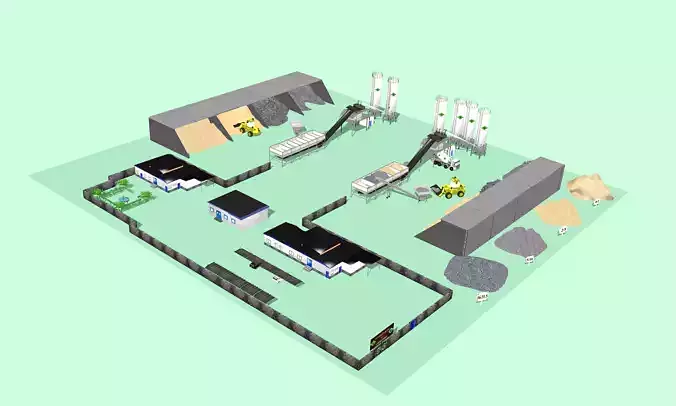 concrete cement factory Free 3D print model