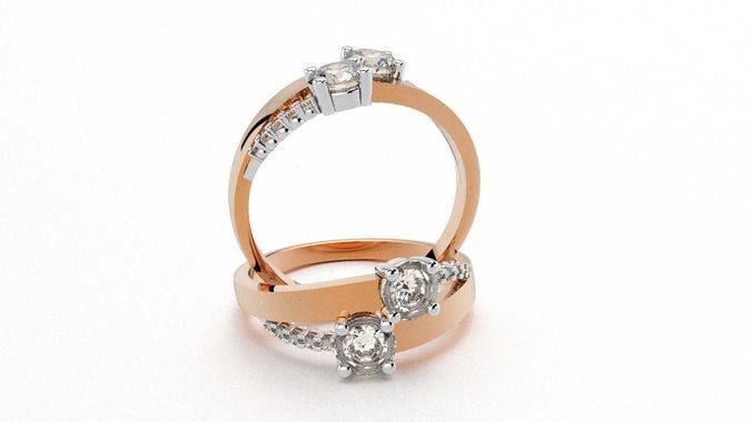 Two Stone Ring 2S-2 style 2 3D print model