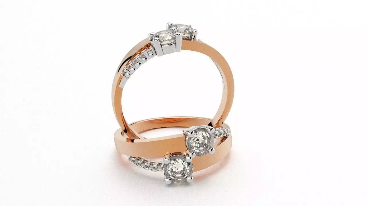 Two Stone Ring 2S-2 style 2 3D print model