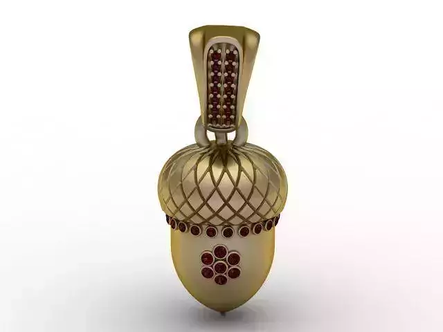 Golden Acorn Pendant 3D Printable Model