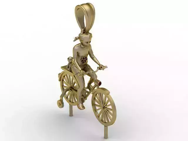 Man With Bicycle Pendant 3D Printable Model
