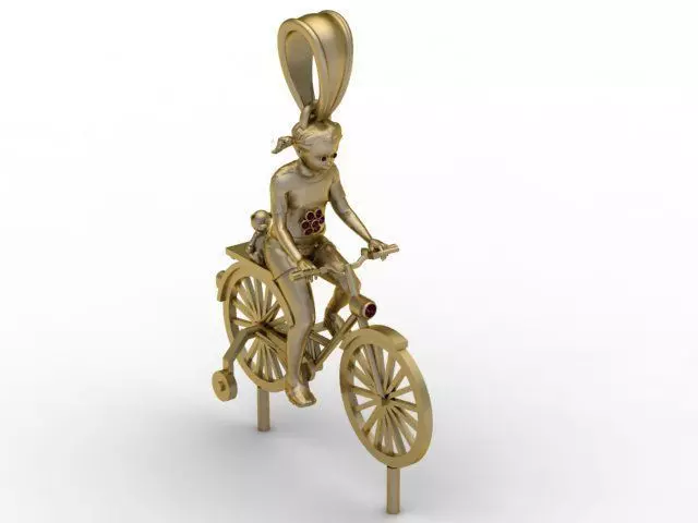 Man With Bicycle Pendant 3D Printable Model 3D print model