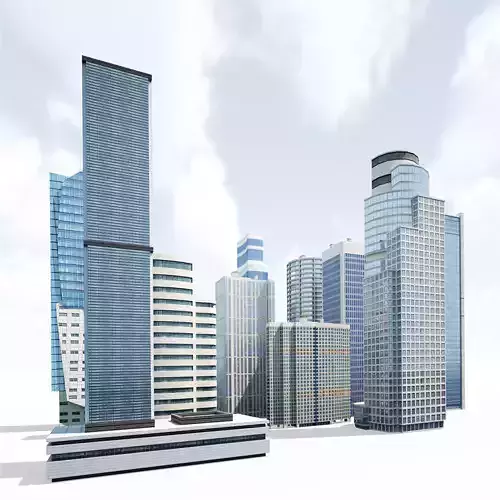 Skyscrapers Building Pack Low-poly 3D model