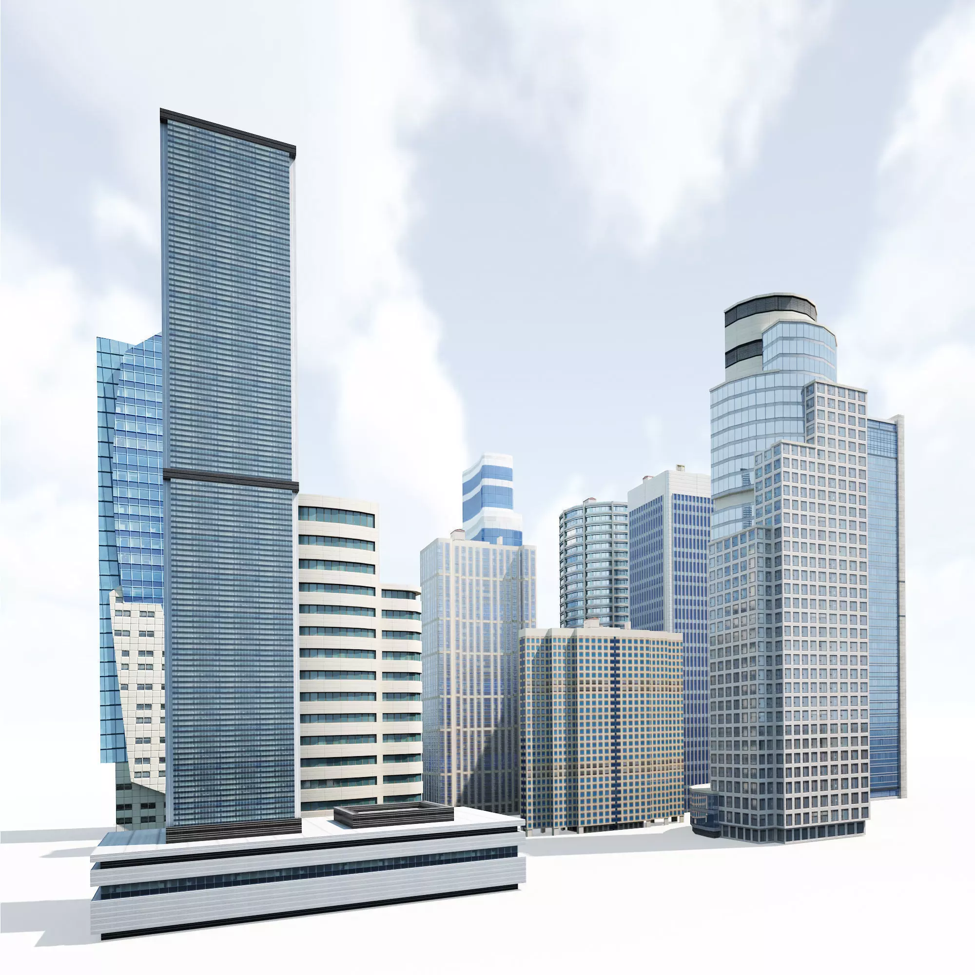 Skyscrapers Building Pack Low-poly 3D model_0