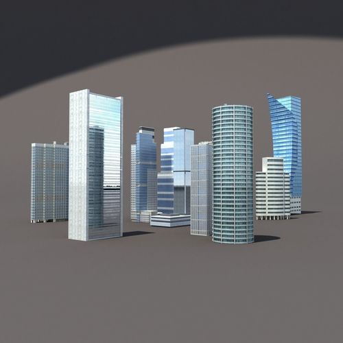 Skyscrapers Building Pack Low-poly 3D model 3