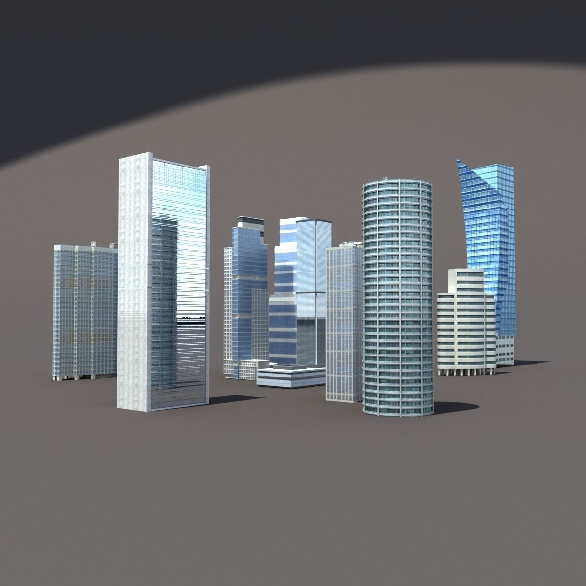Skyscrapers Building Pack Low-poly 3D model_2