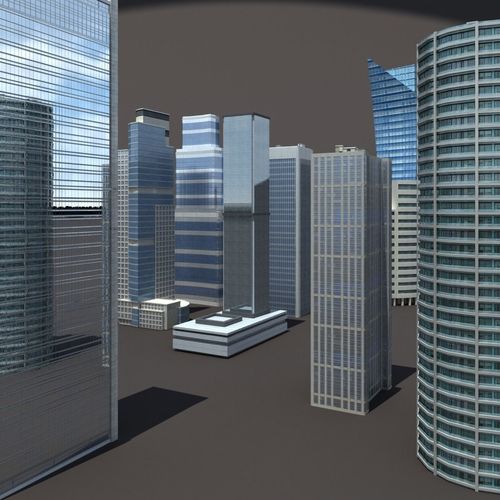 Skyscrapers Building Pack Low-poly 3D model 4