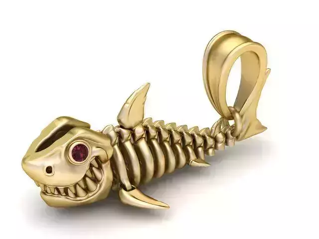 Skeleton Fish Pendant 3D Printable Model